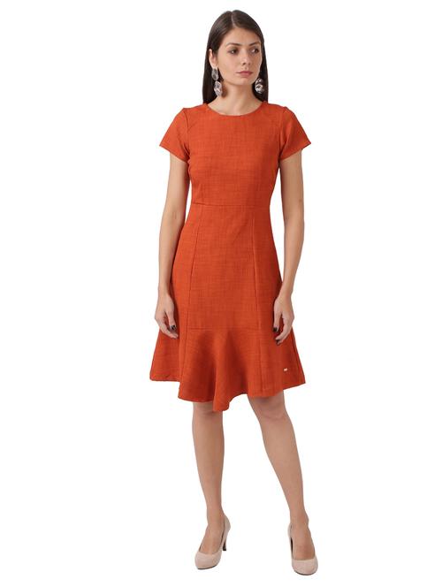 round neck solid a-line dress - 17759078 - Very Small Image - 1