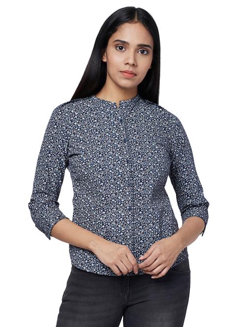 mandarin neck floral shirt - 17759181 - Very Small Image - 1