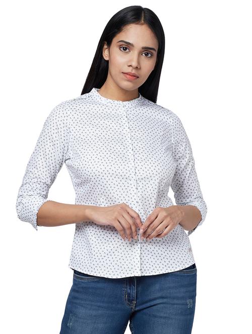 mandarin neck printed shirt  - 17759220 - Very Small Image - 1