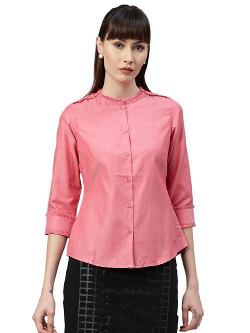 round neck solid shirt  - 17759311 - Very Small Image - 1