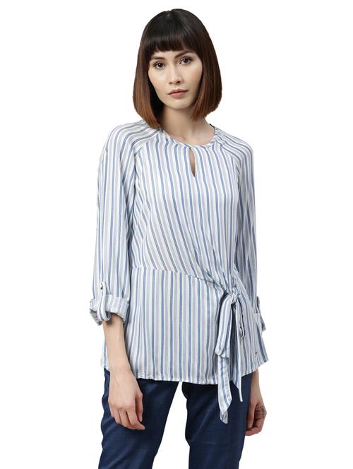tie front striped top  - 17759327 - Very Small Image - 1