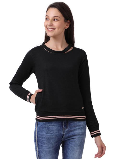 contrast ribbed hem sweatshirt - 17759413 - Very Small Image - 1