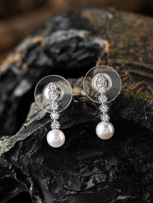 silver metal drop earring - 17760236 - Very Small Image - 1