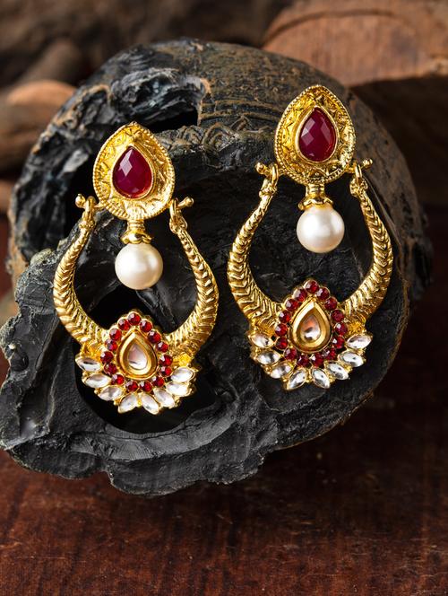 Gold Metal Drop Earring - 17760271 - Very Small Image - 1