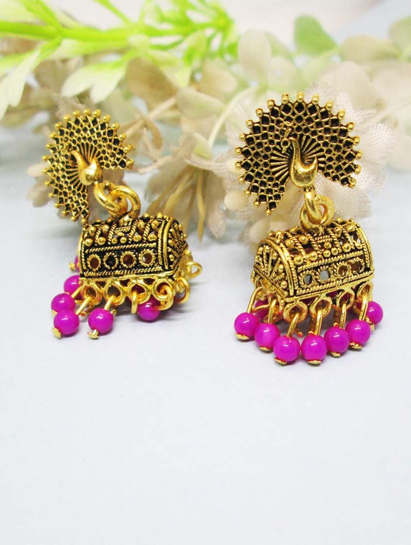 happy stoning 12 pairs of traditional peacock inspired jhumki - 17760471 - Standard Image - 3