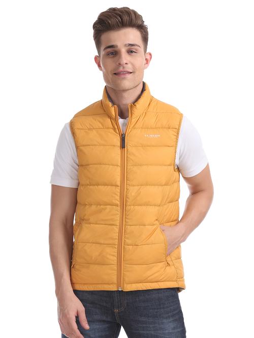 yellow solid quilted jacket - 17760959 - Very Small Image - 1