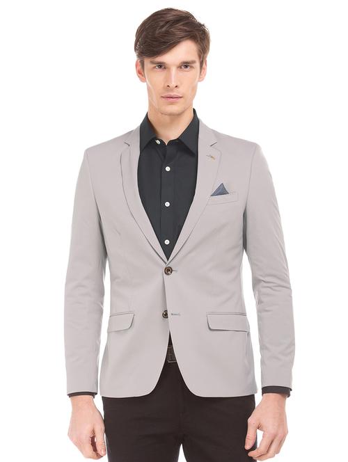 grey solid formal blazer - 17761025 - Very Small Image - 1