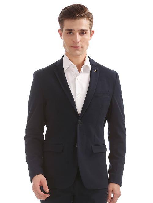 navy blue solid formal blazer - 17761039 - Very Small Image - 1
