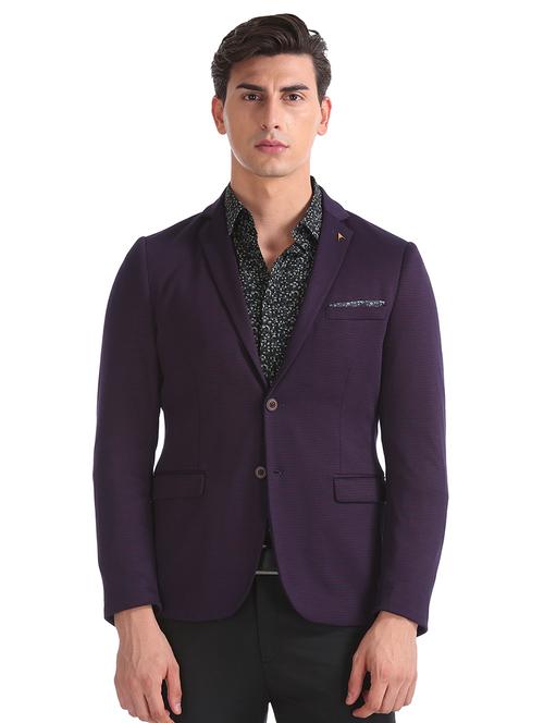 purple self design formal blazer - 17761044 - Very Small Image - 1