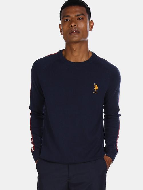 navy blue taped pullover - 17761368 - Very Small Image - 1