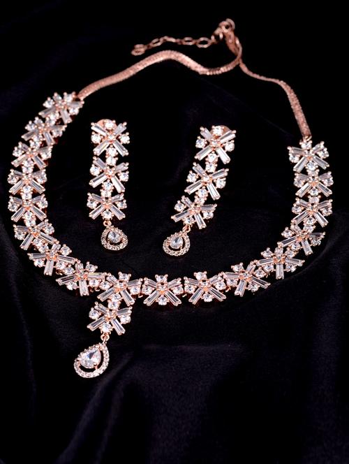  white stones necklace & earring set - 17761612 - Very Small Image - 1