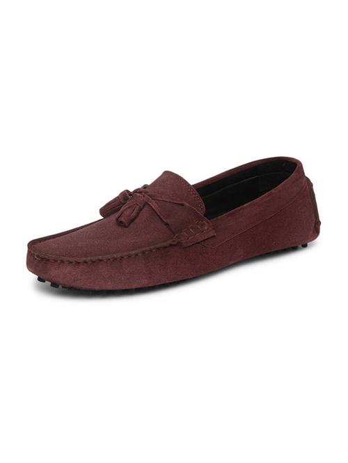 maroon suede handicraft loafers - 17761914 - Very Small Image - 1