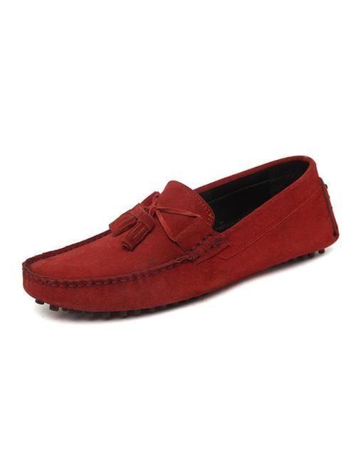 red suede handicraft loafers - 17761915 - Very Small Image - 1