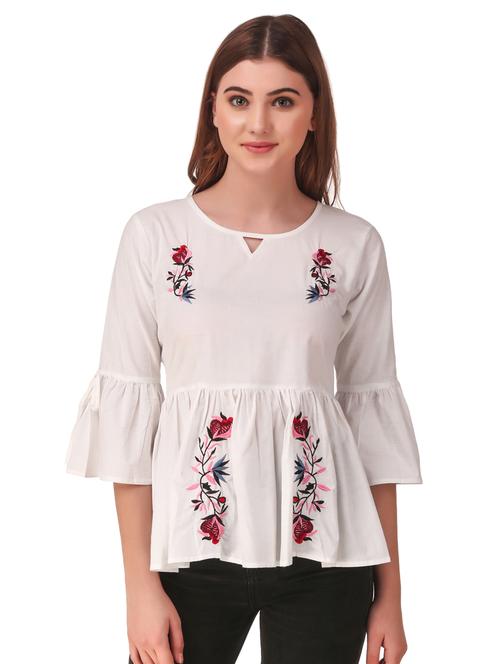embroidered detail bell sleeved top  - 17765068 - Very Small Image - 1