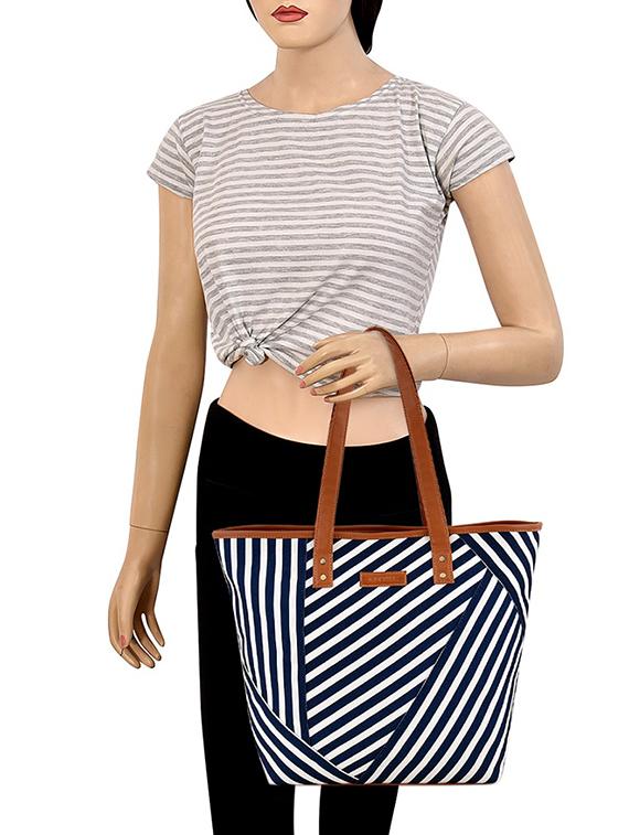 blue canvas printed tote - 17765703 - Zoom Image - 4