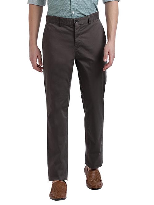 grey solid flat front formal trouser - 17765871 - Very Small Image - 1