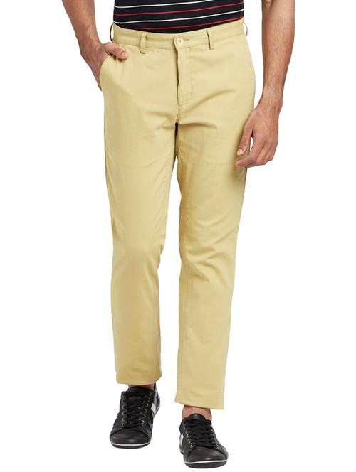 beige solid flat front casual trouser - 17765884 - Very Small Image - 1