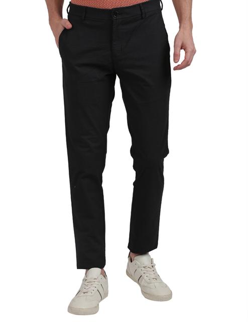 black textured flat front casual trouser - 17765901 - Very Small Image - 1