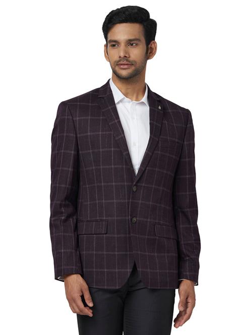 brown checkered single breasted formal blazer  - 17766235 - Very Small Image - 1