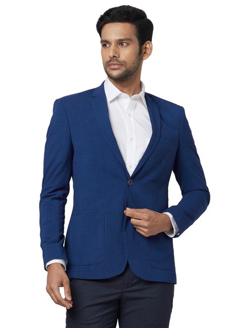 blue checkered single breasted formal blazer  - 17766282 - Very Small Image - 1