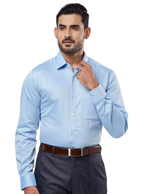blue solid formal shirt - 17766847 - Very Small Image - 1