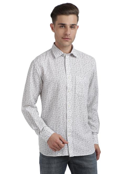 white printed linen casual shirt - 17766897 - Very Small Image - 1