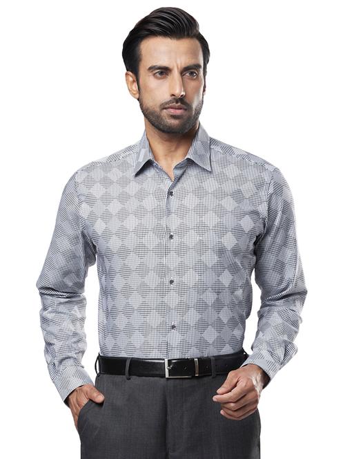 grey checkered formal shirt - 17766931 - Very Small Image - 1