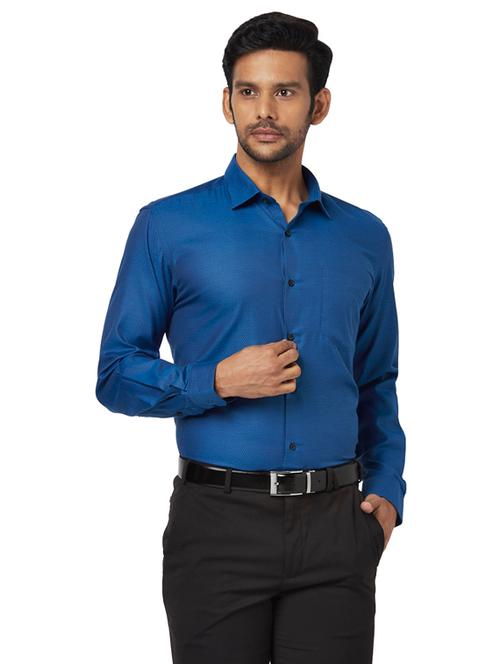 blue self design formal shirt - 17767057 - Very Small Image - 1