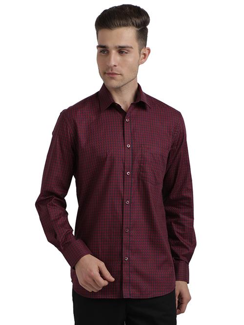 maroon checkered casual shirt - 17767070 - Very Small Image - 1