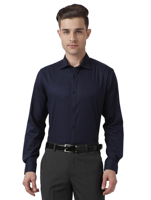 navy blue self design formal shirt - 17767286 - Very Small Image - 1