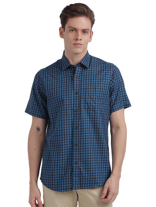 blue checkered casual shirt - 17767312 - Very Small Image - 1