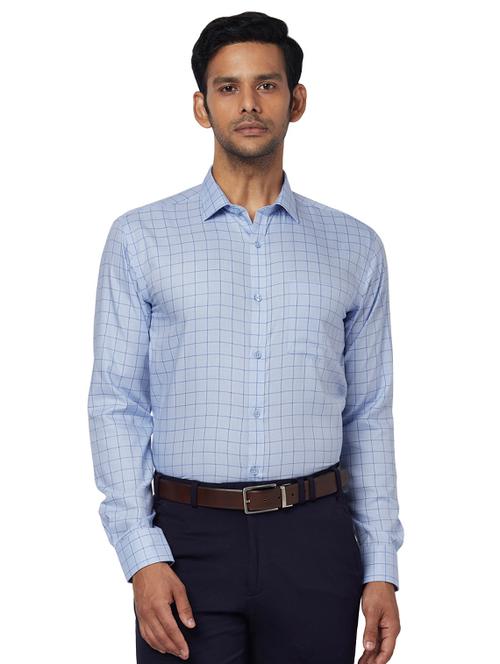 blue checkered formal shirt - 17767351 - Very Small Image - 1