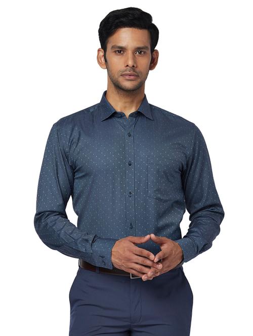 dark blue self design formal shirt - 17767398 - Very Small Image - 1