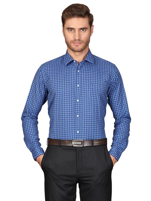 blue checkered formal shirt - 17767686 - Very Small Image - 1