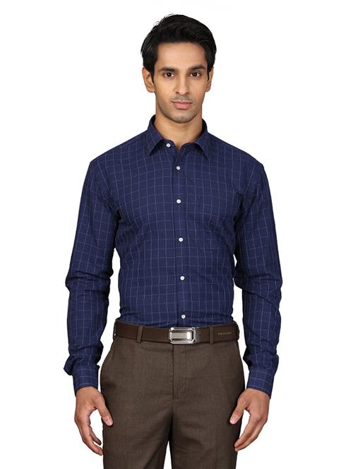 navy blue checkered formal shirt - 17767708 - Very Small Image - 1