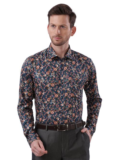 blue floral print formal shirt - 17768075 - Very Small Image - 1