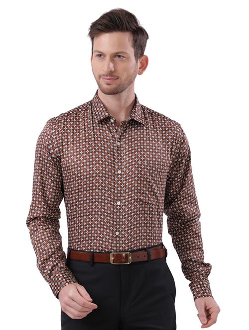 brown printed formal shirt - 17768077 - Very Small Image - 1