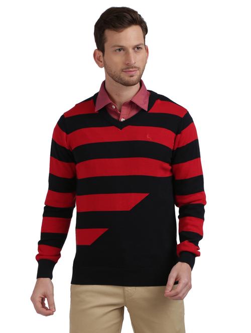 navy blue color block pullover - 17768511 - Very Small Image - 1