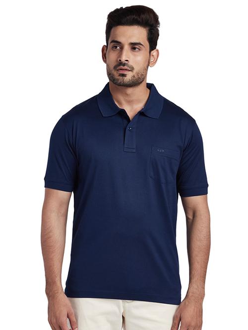 navy blue solid polo t-shirt - 17768596 - Very Small Image - 1