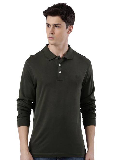 olive solid polo t-shirt - 17768792 - Very Small Image - 1