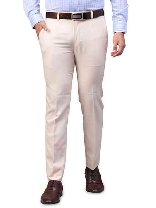 beige textured flat front formal trouser - 17769002 - Very Small Image - 1