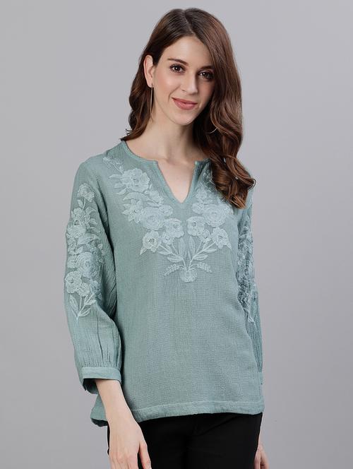 embroidered  a-line kurti - 17769196 - Very Small Image - 1