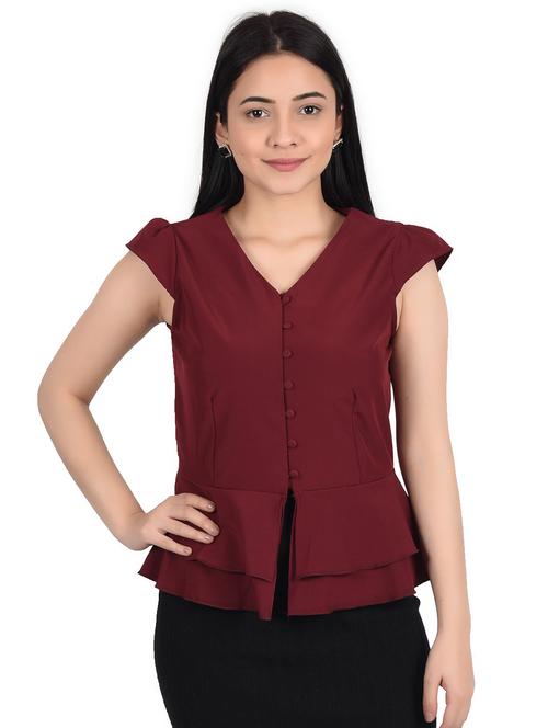 v-neck solid top  - 17769606 - Very Small Image - 1