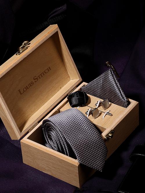 checkered black silk tie - 17769845 - Very Small Image - 1