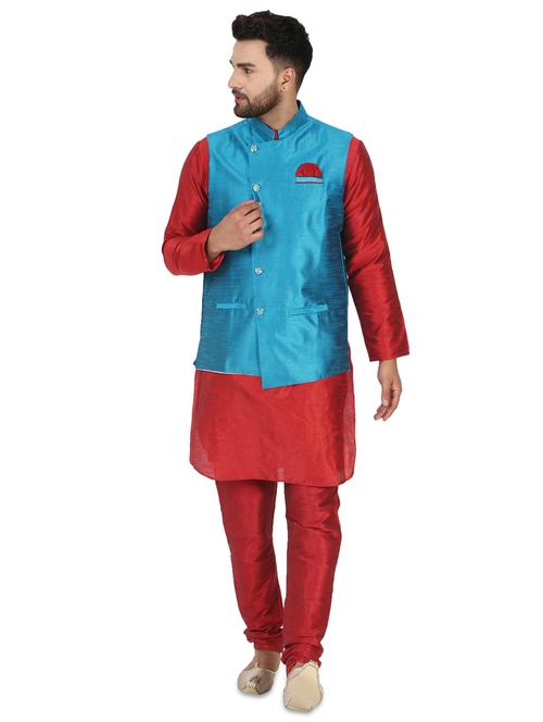 turquoise kurta pyjama ethnic wear set - 17771277 - Very Small Image - 1