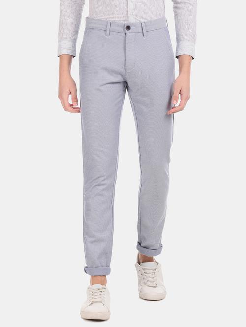 light blue textured flat front casual trouser - 17771903 - Very Small Image - 1