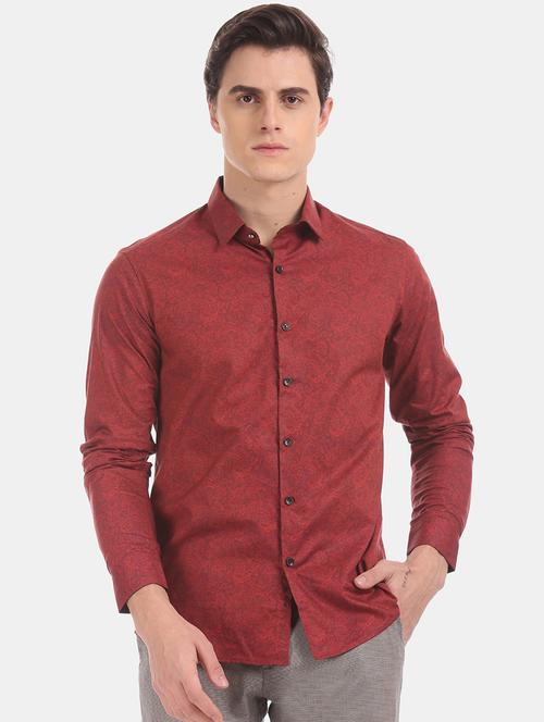 maroon printed casual shirt - 17772127 - Very Small Image - 1
