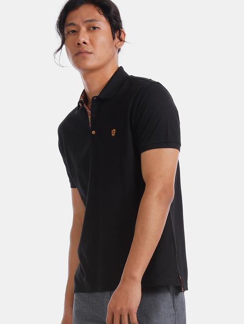 black solid polo t-shirt - 17772328 - Very Small Image - 1