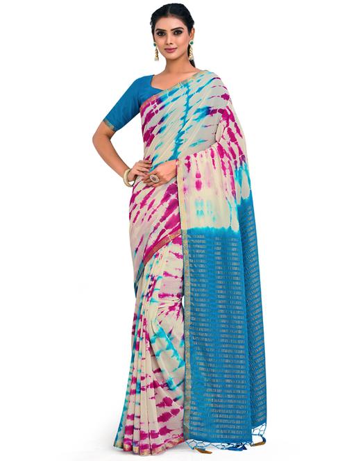 tie & dye mysore banarasi saree with blouse - 17772619 - Very Small Image - 1