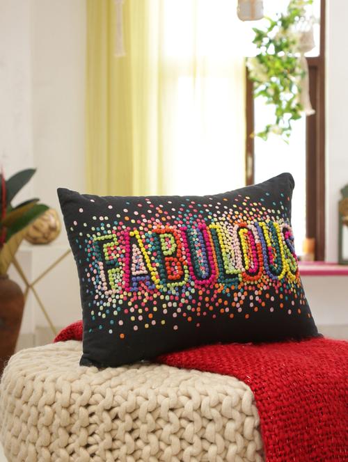 french knot embroidered "fabulous" cushion cover - 17773293 - Very Small Image - 1